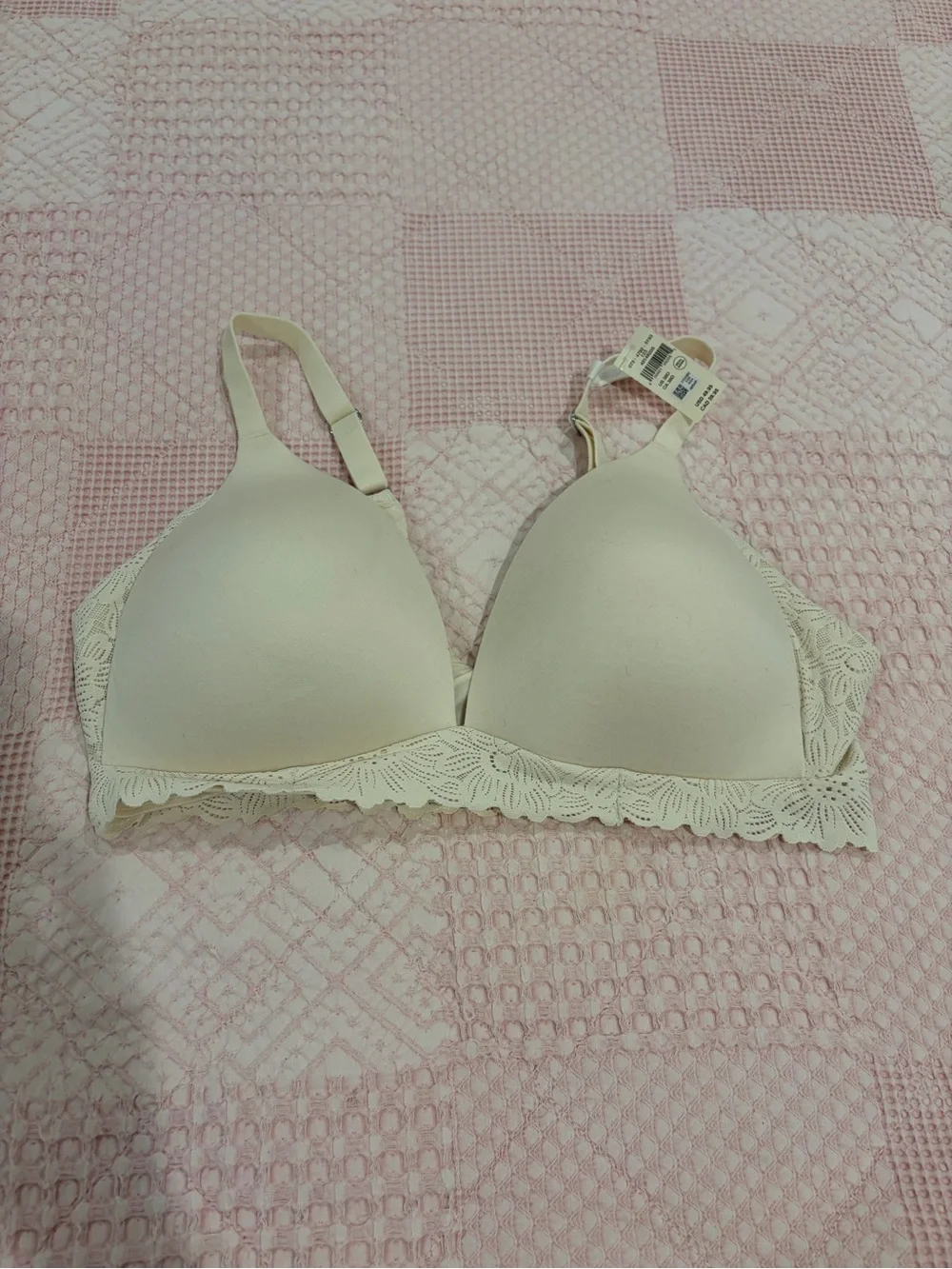 aerie Lace-Trim T-Shirt Bra - Ivory Cream